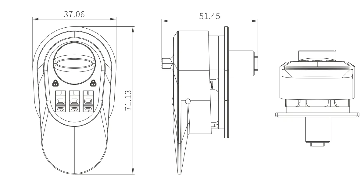 CHTV01-1 Oval Combination Lock with Handle thumbnail 2